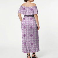 Poni Hawaii Iwa Bird Palaka Motifs Off Shoulder Maxi Dress LT14 - Polynesian Pride