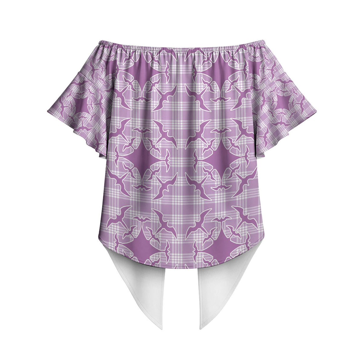 Poni Hawaii Iwa Bird Palaka Motifs Off Shoulder Wrap Waist Top LT14 - Polynesian Pride