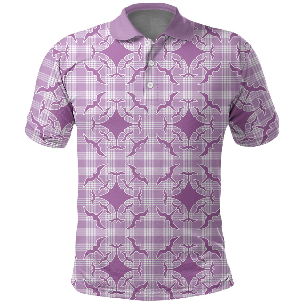 Poni Hawaii Iwa Bird Palaka Motifs Polo Shirt LT14 Purple - Polynesian Pride