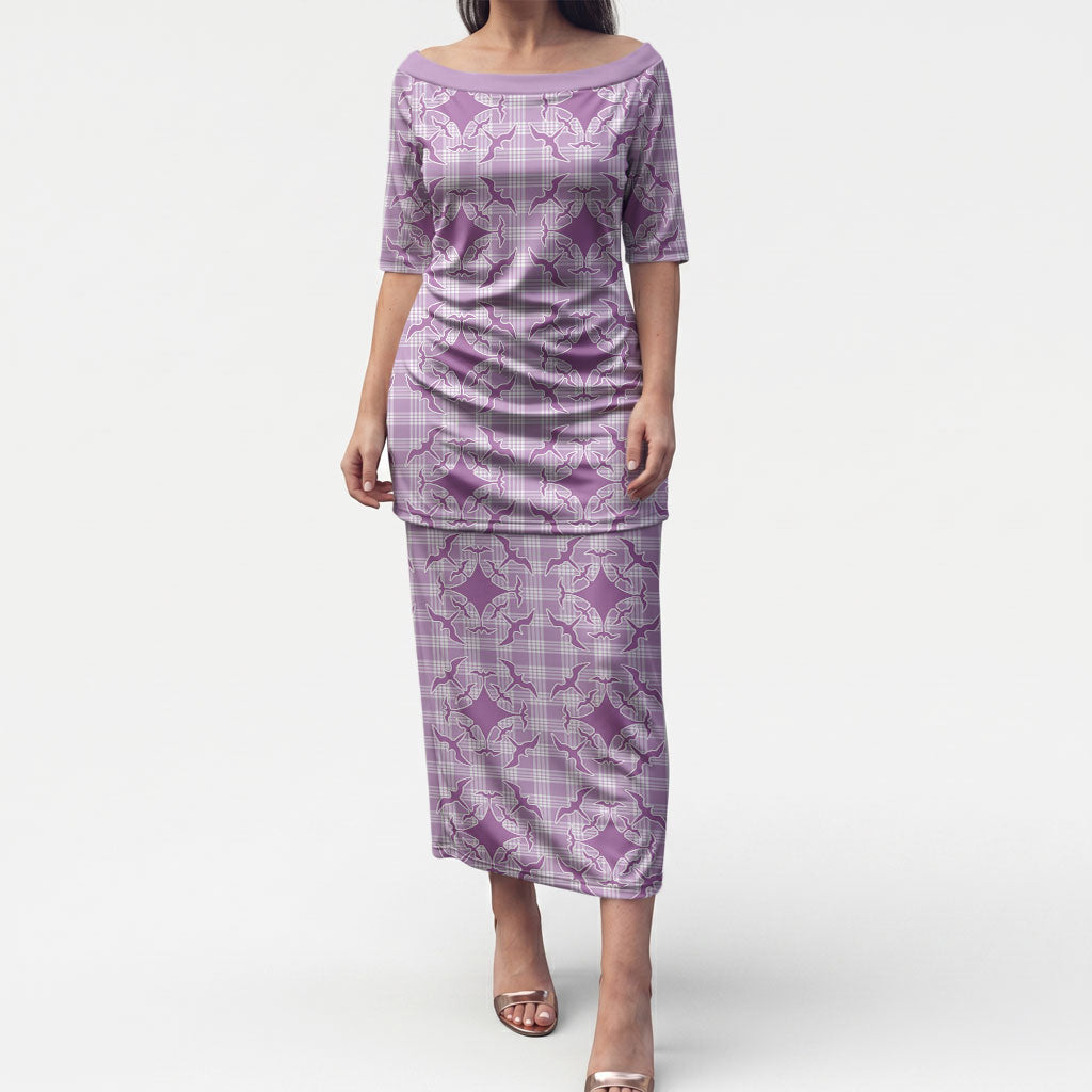 Poni Hawaii Iwa Bird Palaka Motifs Puletasi LT14 Long Dress Purple - Polynesian Pride