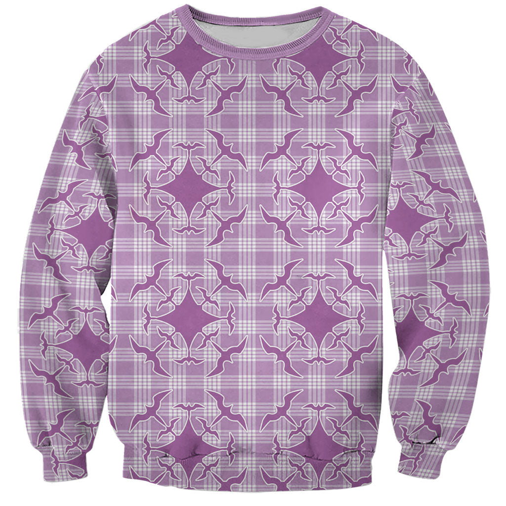 Poni Hawaii Iwa Bird Palaka Motifs Sweatshirt LT14 Unisex Purple - Polynesian Pride
