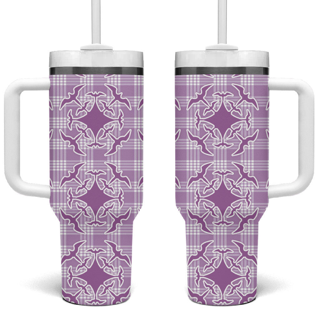 Poni Hawaii Iwa Bird Palaka Motifs Tumbler With Handle LT14 One Size: 40 oz Purple - Polynesian Pride
