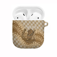 Makue Hawaii Cowboy Palaka Motifs Personalised AirPods Case Paniolo Festival Puakenikeni Lei LT14 Brown - Polynesian Pride