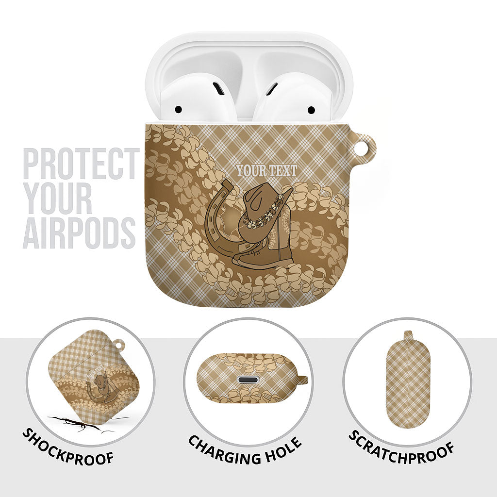 Makue Hawaii Cowboy Palaka Motifs Personalised AirPods Case Paniolo Festival Puakenikeni Lei LT14 - Polynesian Pride
