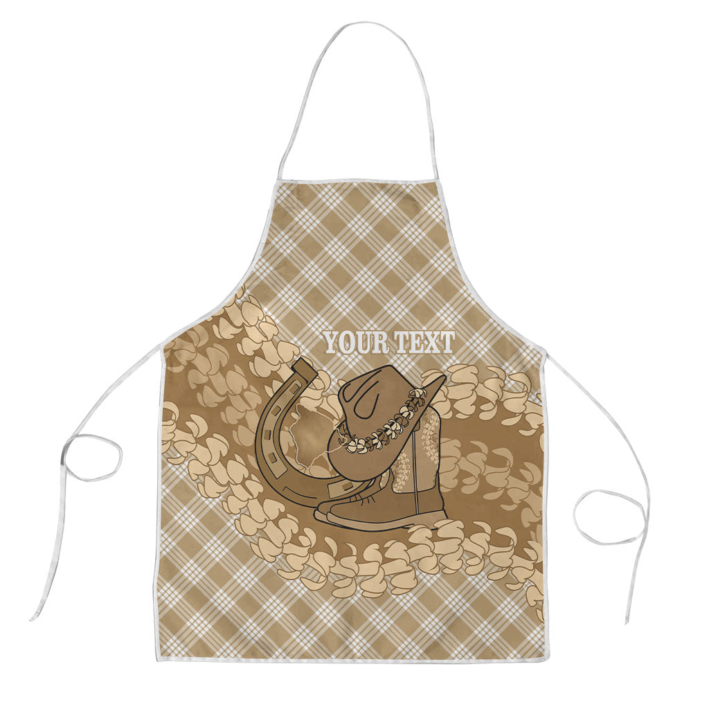 Makue Hawaii Cowboy Palaka Motifs Personalised Apron Paniolo Festival Puakenikeni Lei LT14 Brown - Polynesian Pride