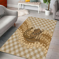 Makue Hawaii Cowboy Palaka Motifs Personalised Area Rug Paniolo Festival Puakenikeni Lei LT14 - Polynesian Pride