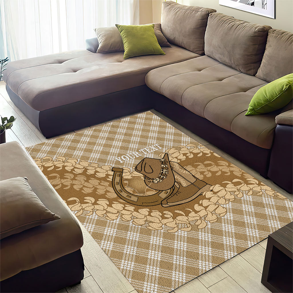 Makue Hawaii Cowboy Palaka Motifs Personalised Area Rug Paniolo Festival Puakenikeni Lei LT14 - Polynesian Pride