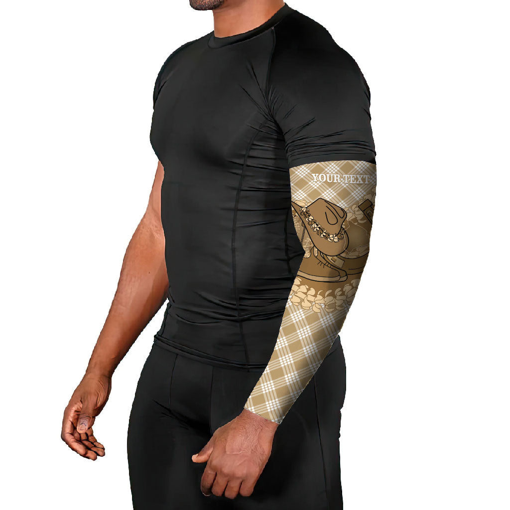 Makue Hawaii Cowboy Palaka Motifs Personalised Arm Sleeves Paniolo Festival Puakenikeni Lei LT14 - Polynesian Pride