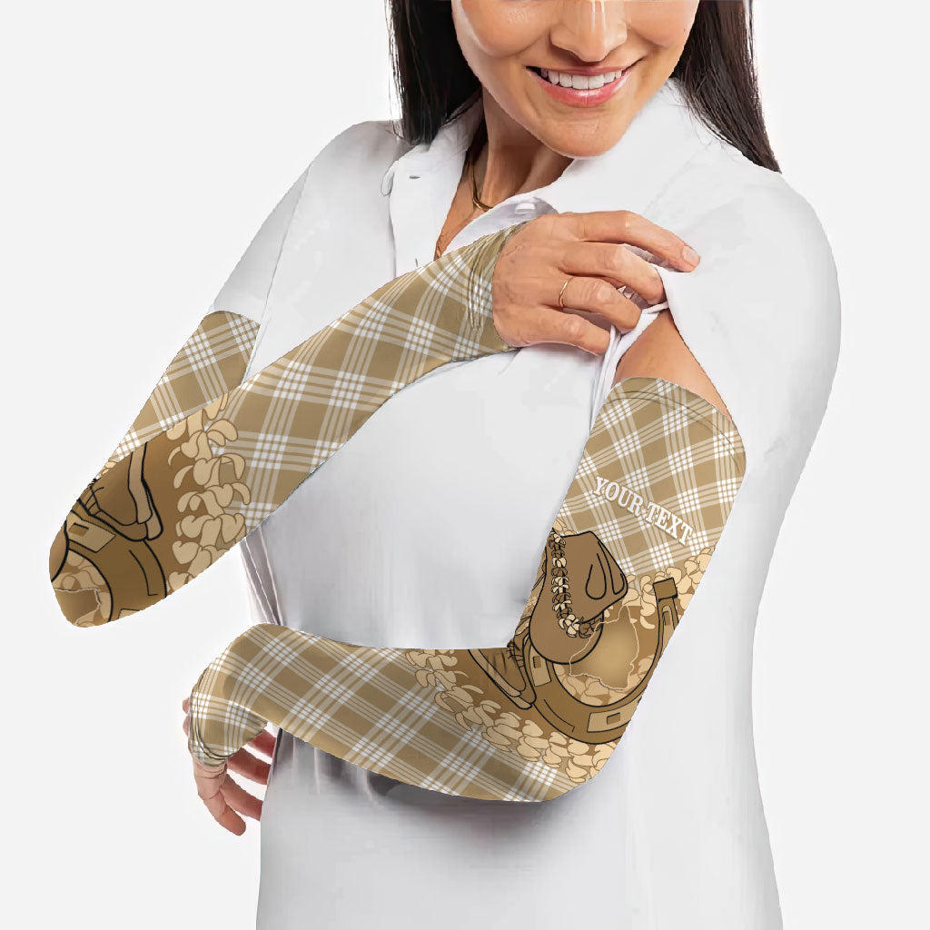 Makue Hawaii Cowboy Palaka Motifs Personalised Arm Sleeves Paniolo Festival Puakenikeni Lei LT14 - Polynesian Pride