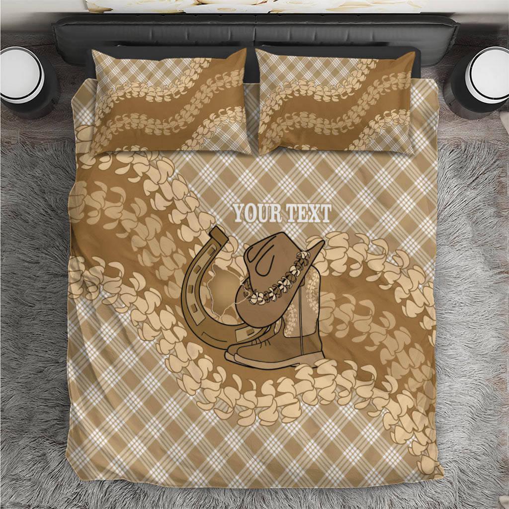 Makue Hawaii Cowboy Palaka Motifs Personalised Bedding Set Paniolo Festival Puakenikeni Lei LT14 Brown - Polynesian Pride