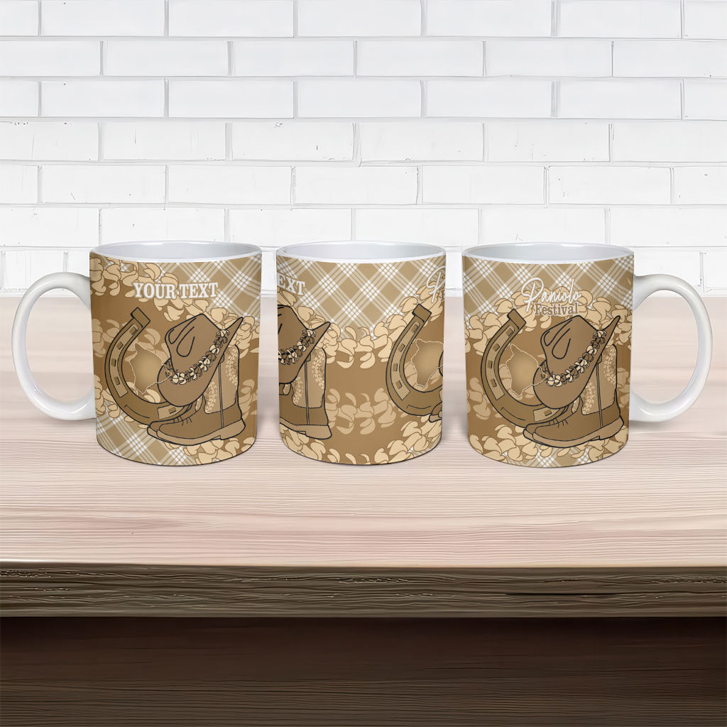 Makue Hawaii Cowboy Palaka Motifs Personalised Ceramic Mug Paniolo Festival Puakenikeni Lei LT14 - Polynesian Pride