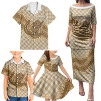 Makue Hawaii Cowboy Palaka Motifs Personalised Family Matching Puletasi and Hawaiian Shirt Paniolo Festival Puakenikeni Lei LT14 - Polynesian Pride