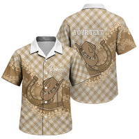 Makue Hawaii Cowboy Palaka Motifs Personalised Family Matching Puletasi and Hawaiian Shirt Paniolo Festival Puakenikeni Lei LT14 Son's Shirt Brown - Polynesian Pride