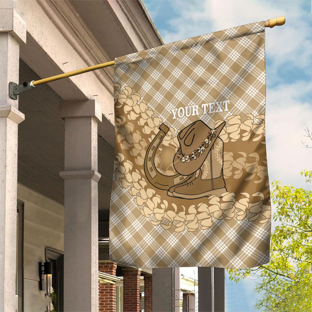 Makue Hawaii Cowboy Palaka Motifs Personalised Garden Flag Paniolo Festival Puakenikeni Lei LT14 House Flag Brown - Polynesian Pride