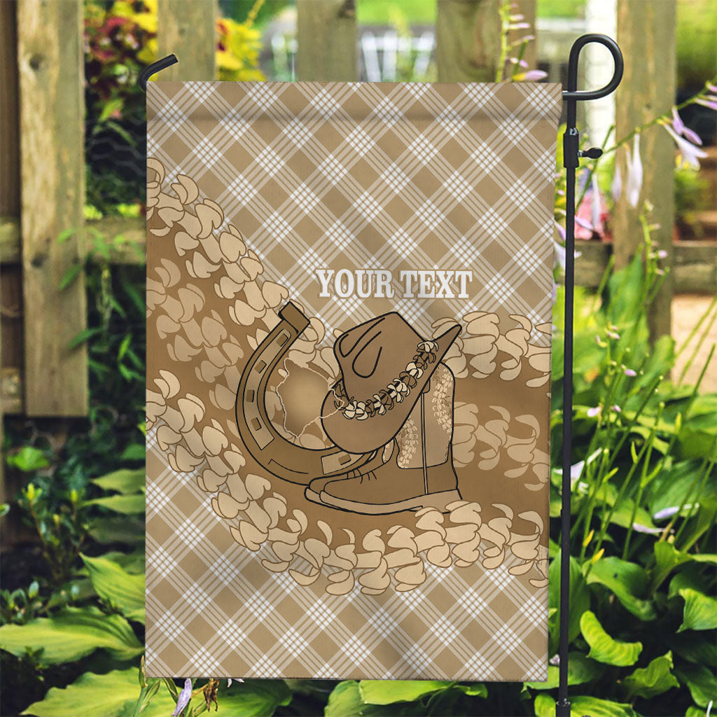 Makue Hawaii Cowboy Palaka Motifs Personalised Garden Flag Paniolo Festival Puakenikeni Lei LT14 Garden Flag Brown - Polynesian Pride