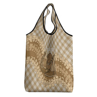 Makue Hawaii Cowboy Palaka Motifs Personalised Grocery Bag Paniolo Festival Puakenikeni Lei LT14 - Polynesian Pride