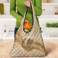 Makue Hawaii Cowboy Palaka Motifs Personalised Grocery Bag Paniolo Festival Puakenikeni Lei LT14 - Polynesian Pride