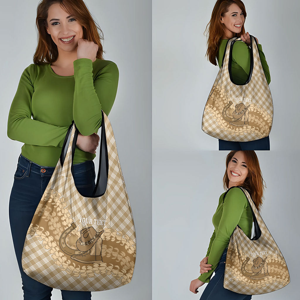 Makue Hawaii Cowboy Palaka Motifs Personalised Grocery Bag Paniolo Festival Puakenikeni Lei LT14 - Polynesian Pride