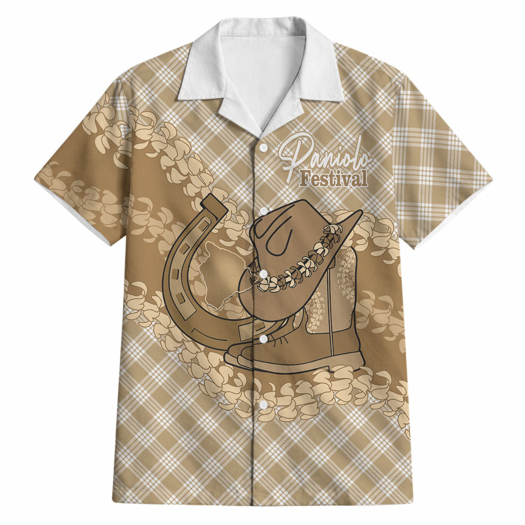 Makue Hawaii Cowboy Palaka Motifs Personalised Hawaiian Shirt Paniolo Festival Puakenikeni Lei LT14 Brown - Polynesian Pride