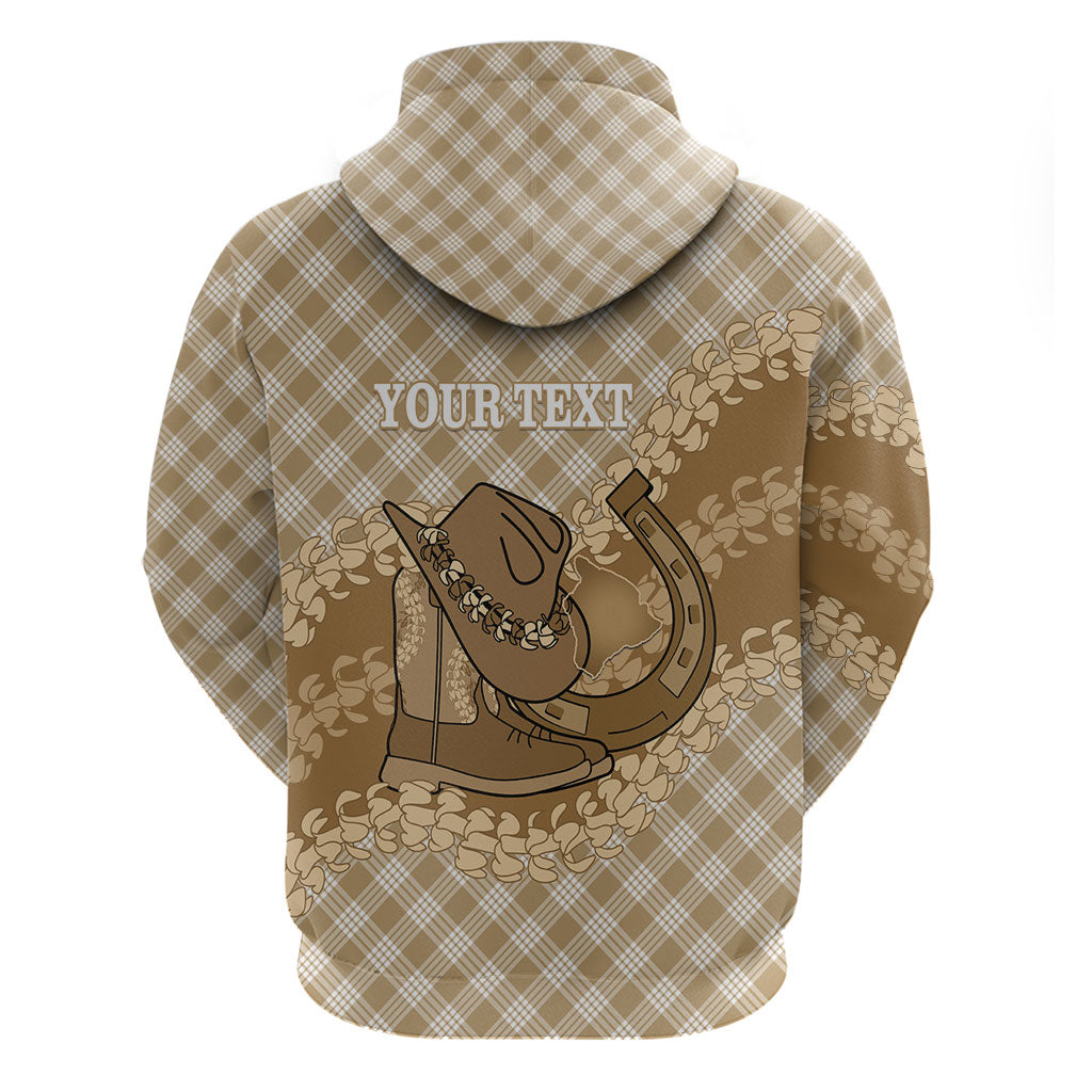 Makue Hawaii Cowboy Palaka Motifs Personalised Hoodie Paniolo Festival Puakenikeni Lei LT14 - Polynesian Pride