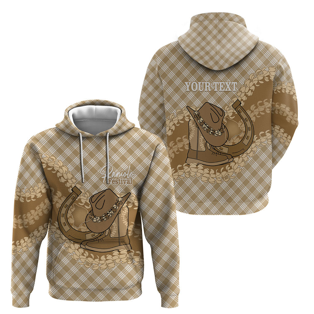 Makue Hawaii Cowboy Palaka Motifs Personalised Hoodie Paniolo Festival Puakenikeni Lei LT14 - Polynesian Pride