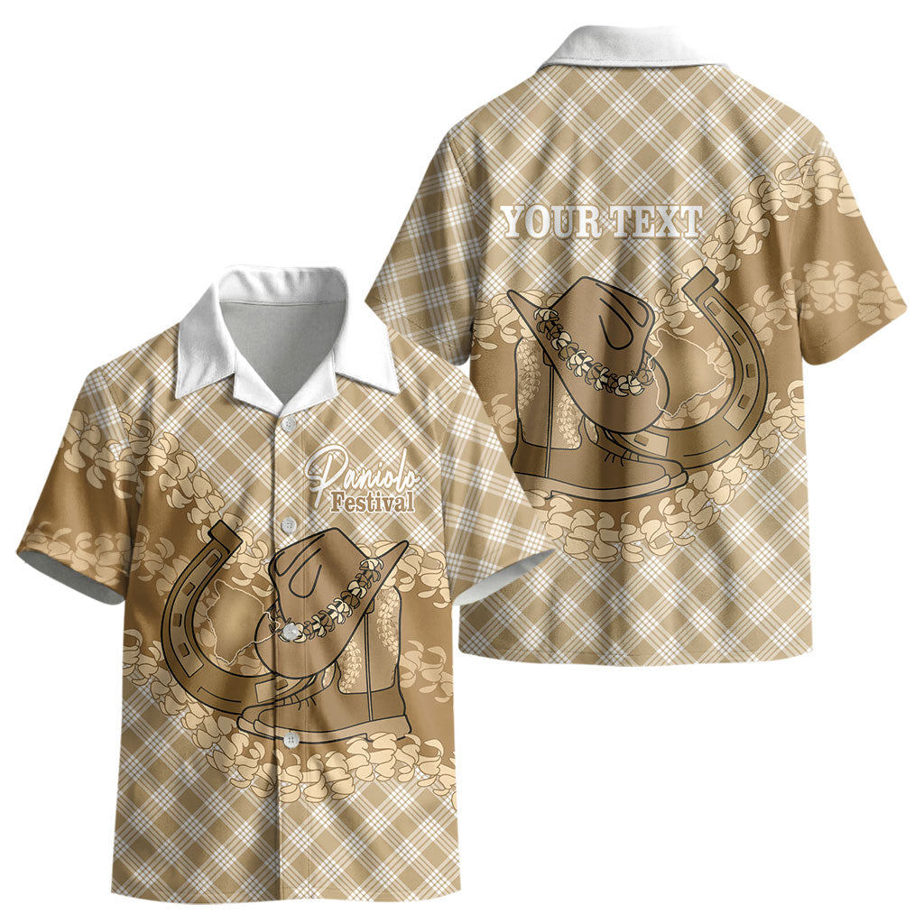 Makue Hawaii Cowboy Palaka Motifs Personalised Kid Hawaiian Shirt Paniolo Festival Puakenikeni Lei LT14 - Polynesian Pride