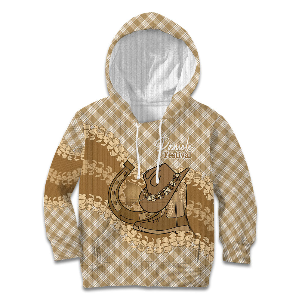 Makue Hawaii Cowboy Palaka Motifs Personalised Kid Hoodie Paniolo Festival Puakenikeni Lei LT14 Hoodie Brown - Polynesian Pride
