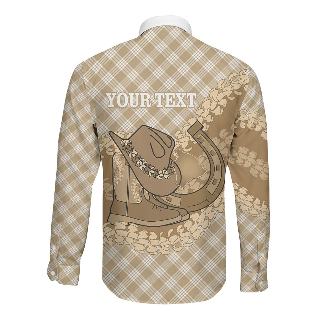 Makue Hawaii Cowboy Palaka Motifs Personalised Long Sleeve Button Shirt Paniolo Festival Puakenikeni Lei LT14 - Polynesian Pride