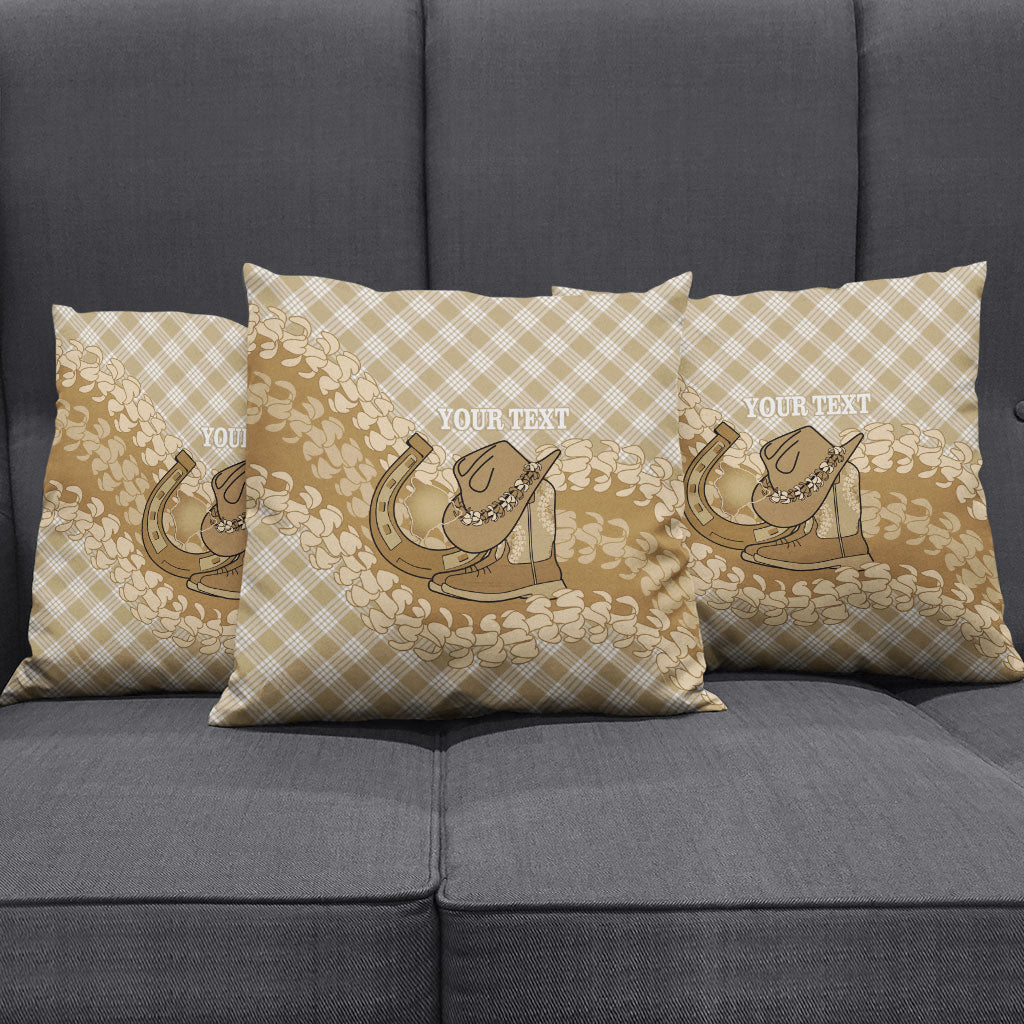 Makue Hawaii Cowboy Palaka Motifs Personalised Pillow Cover Paniolo Festival Puakenikeni Lei LT14 - Polynesian Pride
