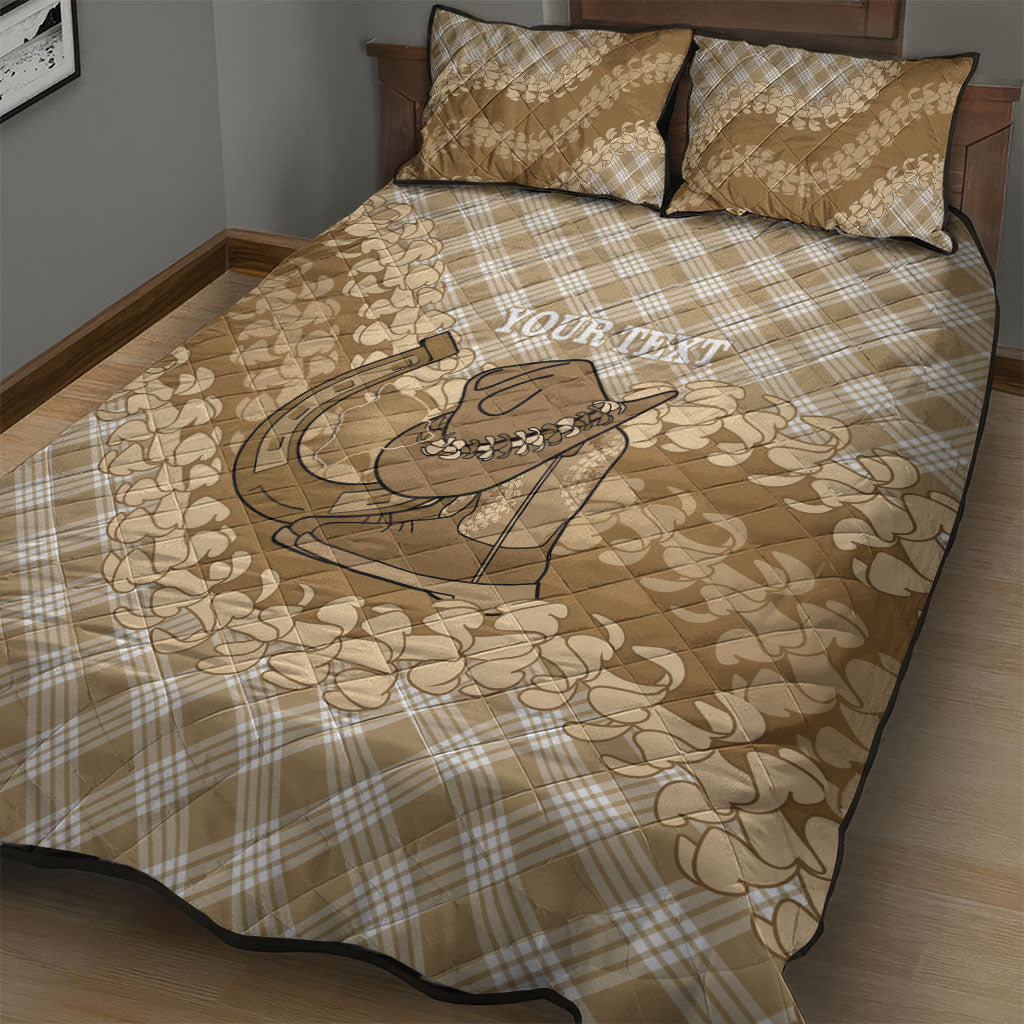 Makue Hawaii Cowboy Palaka Motifs Personalised Quilt Bed Set Paniolo Festival Puakenikeni Lei LT14 - Polynesian Pride