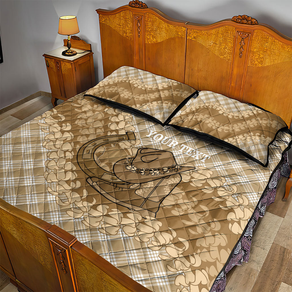 Makue Hawaii Cowboy Palaka Motifs Personalised Quilt Bed Set Paniolo Festival Puakenikeni Lei LT14 - Polynesian Pride