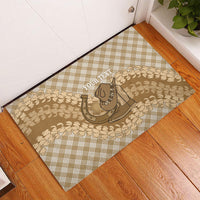 Makue Hawaii Cowboy Palaka Motifs Personalised Rubber Doormat Paniolo Festival Puakenikeni Lei LT14 - Polynesian Pride