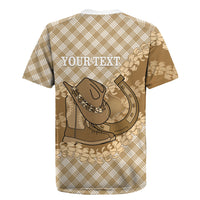 Makue Hawaii Cowboy Palaka Motifs Personalised Rugby Jersey Paniolo Festival Puakenikeni Lei LT14 - Polynesian Pride
