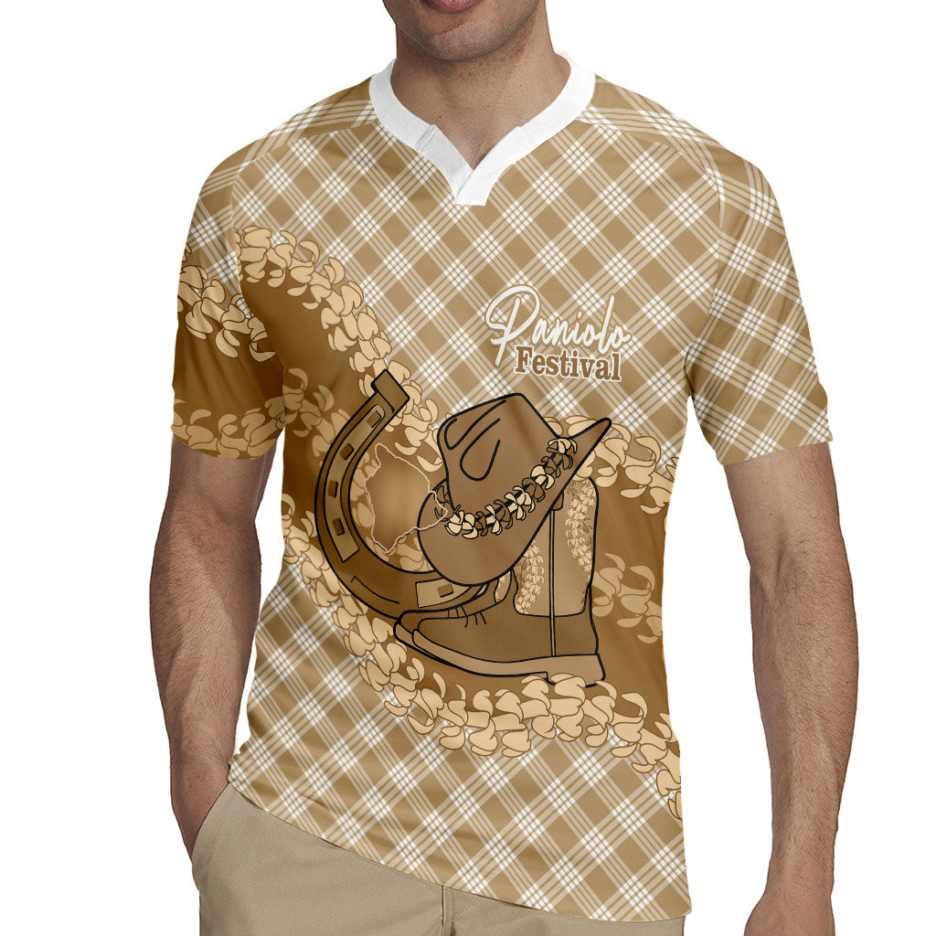 Makue Hawaii Cowboy Palaka Motifs Personalised Rugby Jersey Paniolo Festival Puakenikeni Lei LT14 - Polynesian Pride