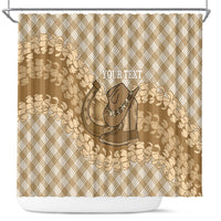 Makue Hawaii Cowboy Palaka Motifs Personalised Shower Curtain Paniolo Festival Puakenikeni Lei LT14 Brown - Polynesian Pride