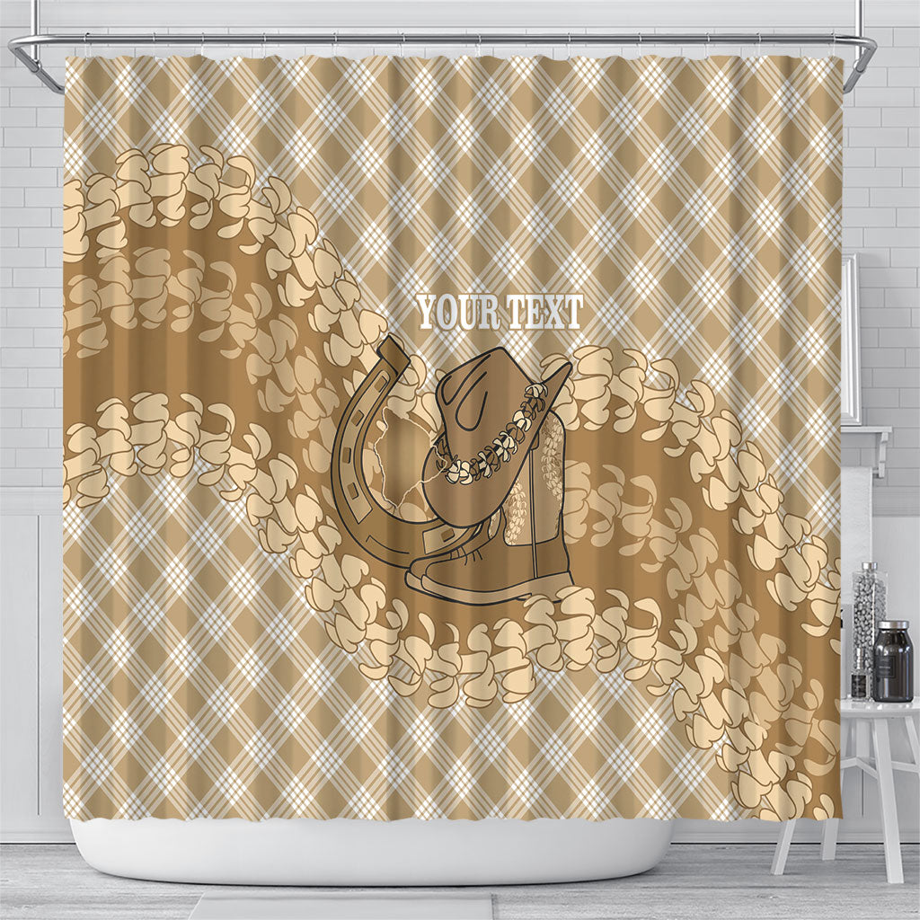 Makue Hawaii Cowboy Palaka Motifs Personalised Shower Curtain Paniolo Festival Puakenikeni Lei LT14 - Polynesian Pride