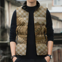 Makue Hawaii Cowboy Palaka Motifs Personalised Sleeveless Puffer Jacket Paniolo Festival Puakenikeni Lei LT14 - Polynesian Pride