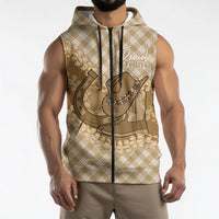Makue Hawaii Cowboy Palaka Motifs Personalised Sleeveless Zip Hoodie Paniolo Festival Puakenikeni Lei LT14 - Polynesian Pride