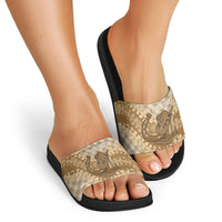 Makue Hawaii Cowboy Palaka Motifs Personalised Slide Sandals Paniolo Festival Puakenikeni Lei LT14 - Polynesian Pride