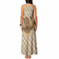 Makue Hawaii Cowboy Palaka Motifs Personalised Tank Maxi Dress Paniolo Festival Puakenikeni Lei LT14 - Polynesian Pride
