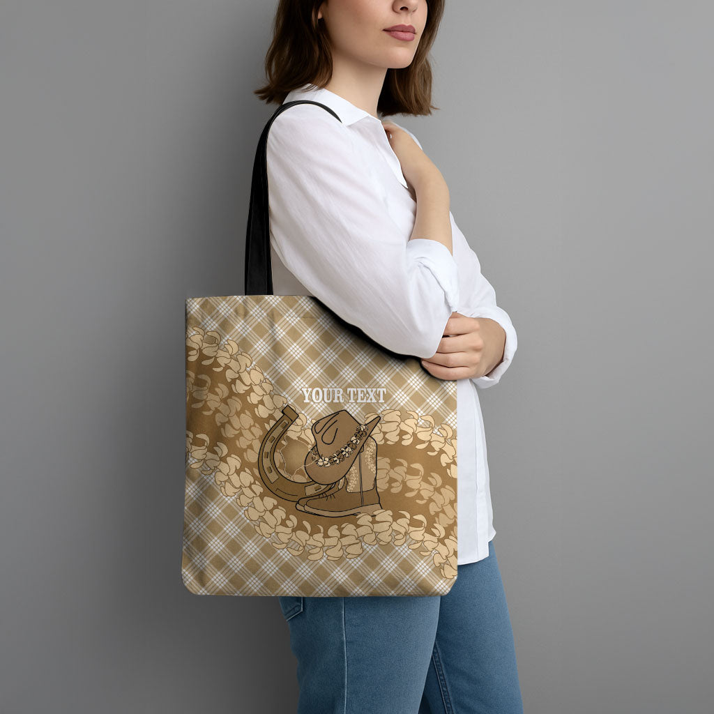 Makue Hawaii Cowboy Palaka Motifs Personalised Tote Bag Paniolo Festival Puakenikeni Lei LT14 - Polynesian Pride
