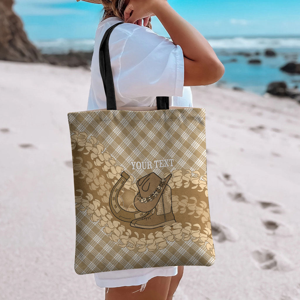 Makue Hawaii Cowboy Palaka Motifs Personalised Tote Bag Paniolo Festival Puakenikeni Lei LT14 - Polynesian Pride