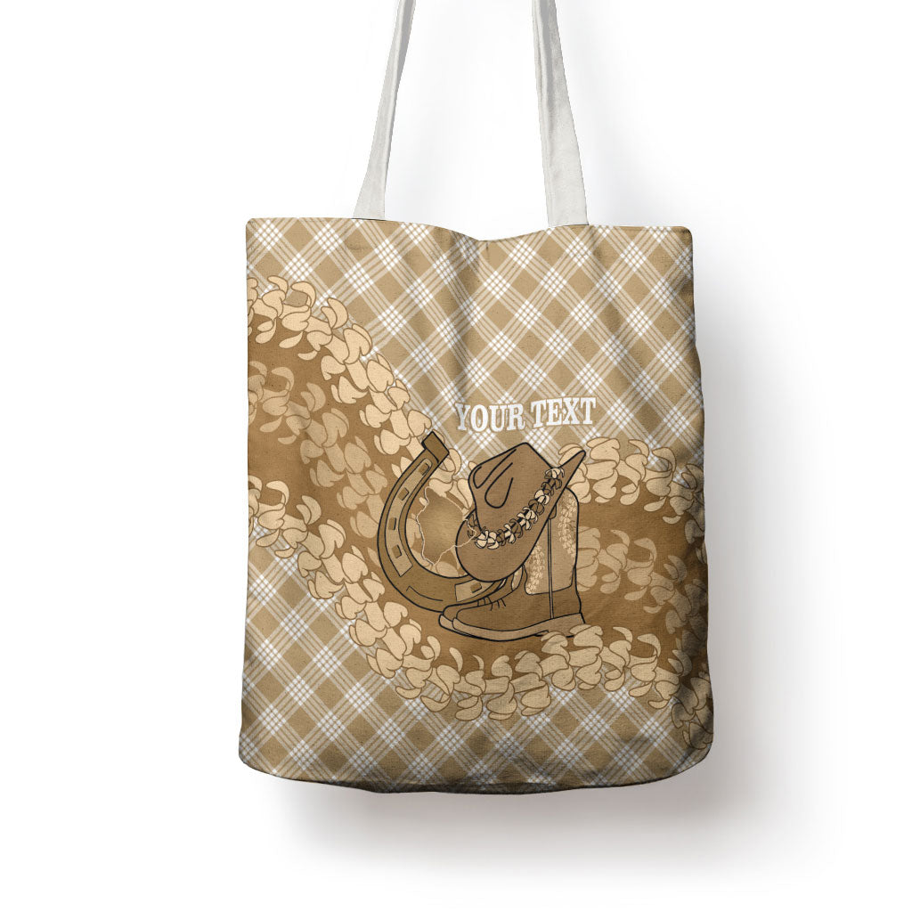 Makue Hawaii Cowboy Palaka Motifs Personalised Tote Bag Paniolo Festival Puakenikeni Lei LT14 - Polynesian Pride