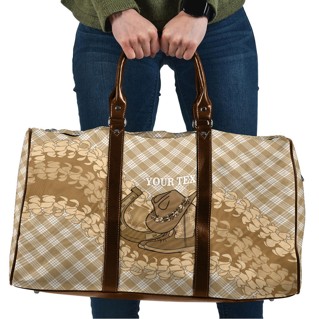 Makue Hawaii Cowboy Palaka Motifs Personalised Travel Bag Paniolo Festival Puakenikeni Lei LT14 Brown - Polynesian Pride