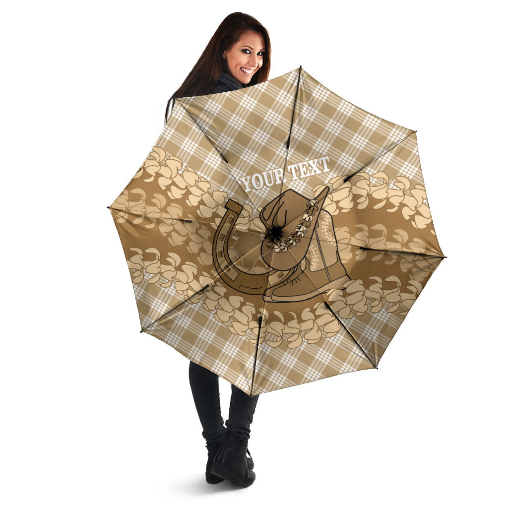 Makue Hawaii Cowboy Palaka Motifs Personalised Umbrella Paniolo Festival Puakenikeni Lei LT14 - Polynesian Pride