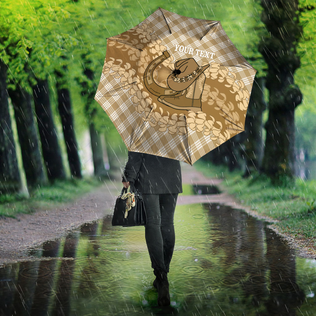 Makue Hawaii Cowboy Palaka Motifs Personalised Umbrella Paniolo Festival Puakenikeni Lei LT14 - Polynesian Pride