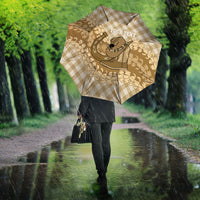 Makue Hawaii Cowboy Palaka Motifs Personalised Umbrella Paniolo Festival Puakenikeni Lei LT14 - Polynesian Pride