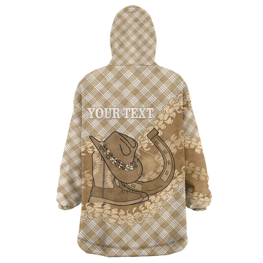 Makue Hawaii Cowboy Palaka Motifs Personalised Wearable Blanket Hoodie Paniolo Festival Puakenikeni Lei LT14 - Polynesian Pride