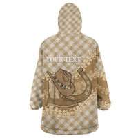 Makue Hawaii Cowboy Palaka Motifs Personalised Wearable Blanket Hoodie Paniolo Festival Puakenikeni Lei LT14 - Polynesian Pride