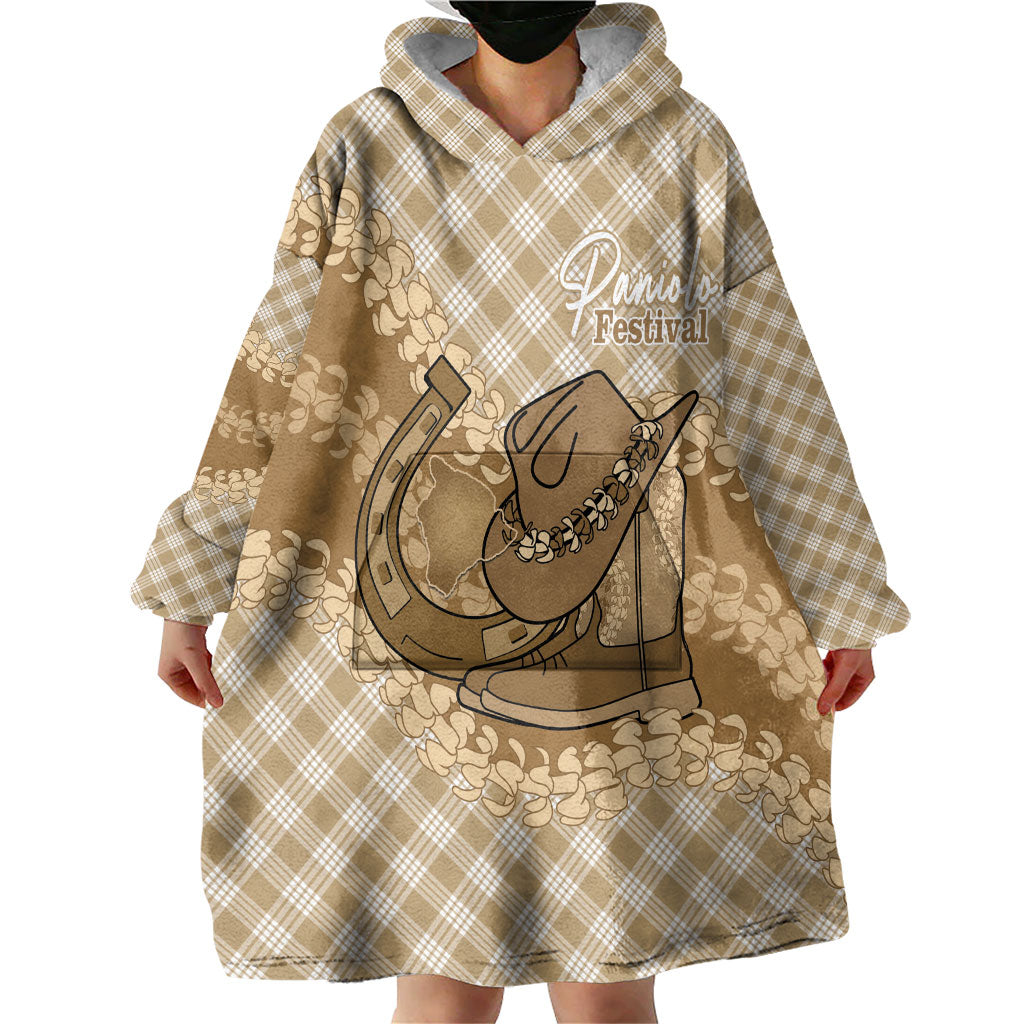 Makue Hawaii Cowboy Palaka Motifs Personalised Wearable Blanket Hoodie Paniolo Festival Puakenikeni Lei LT14 - Polynesian Pride